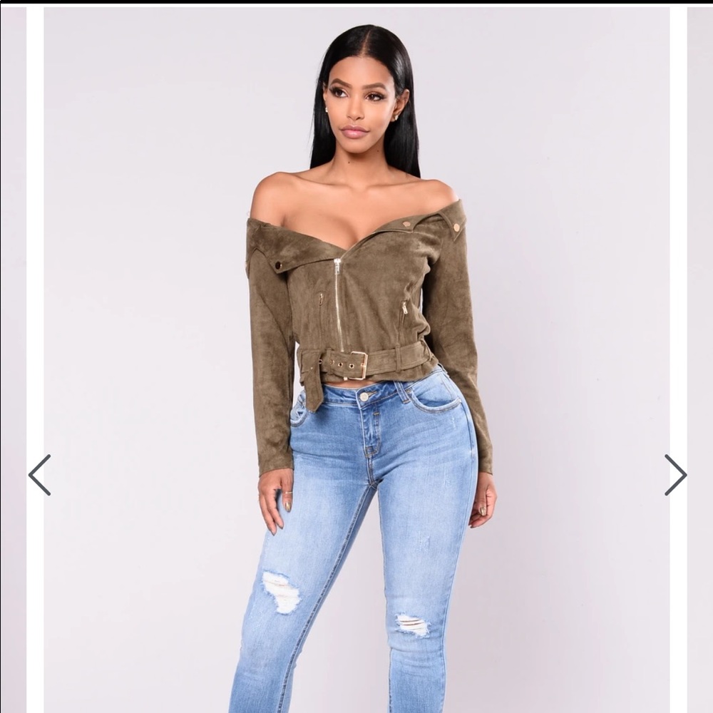 *SOLD* Fashion Nova Olive Green Suede Jacket